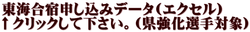 東海合宿申し込みデータ(エクセル) ↑クリックして下さい。(県強化選手対象)